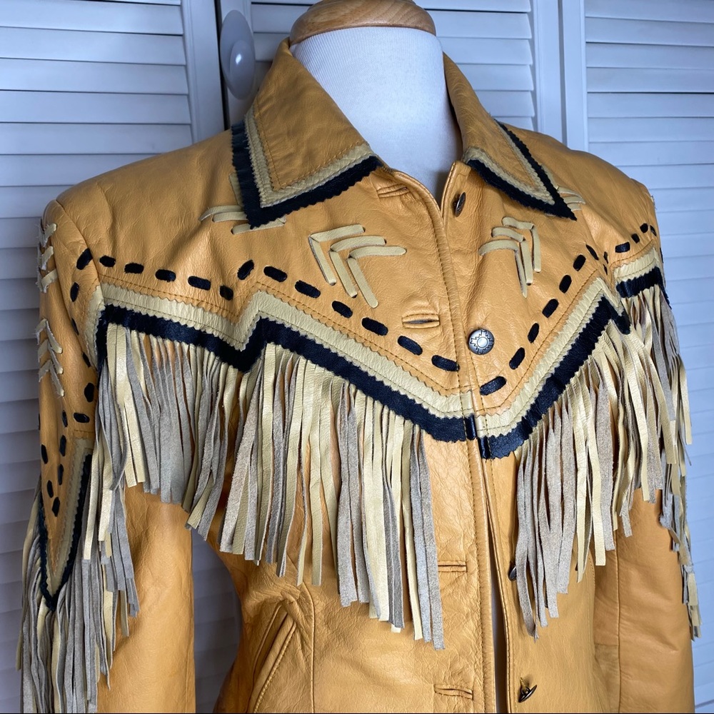 Western leather fringe jacket, Pioneer Wear size medium - Picture 2 of 13